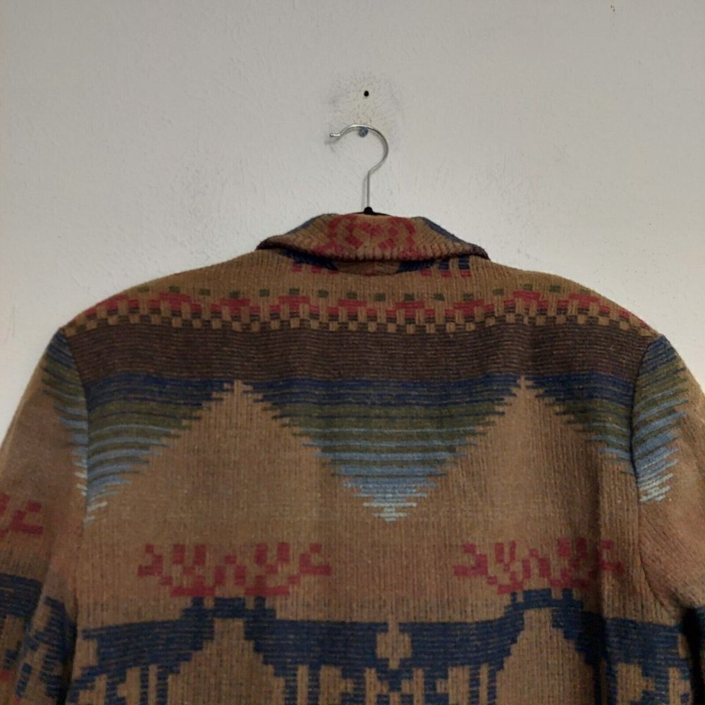 Express Vintage 80s 90s Brown Southwest Aztec Womens Jacket Sz M Button-Up Lined - Picture 9 of 13